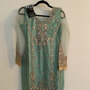 Lashkaraa Size M Dusty Mint & Periwinkle Salwar Kameez